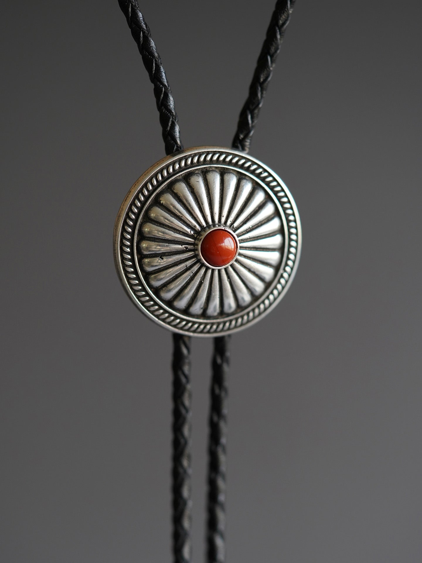 The Solar Medallion · S999 Fine Silver South Red Agate Bolo Tie