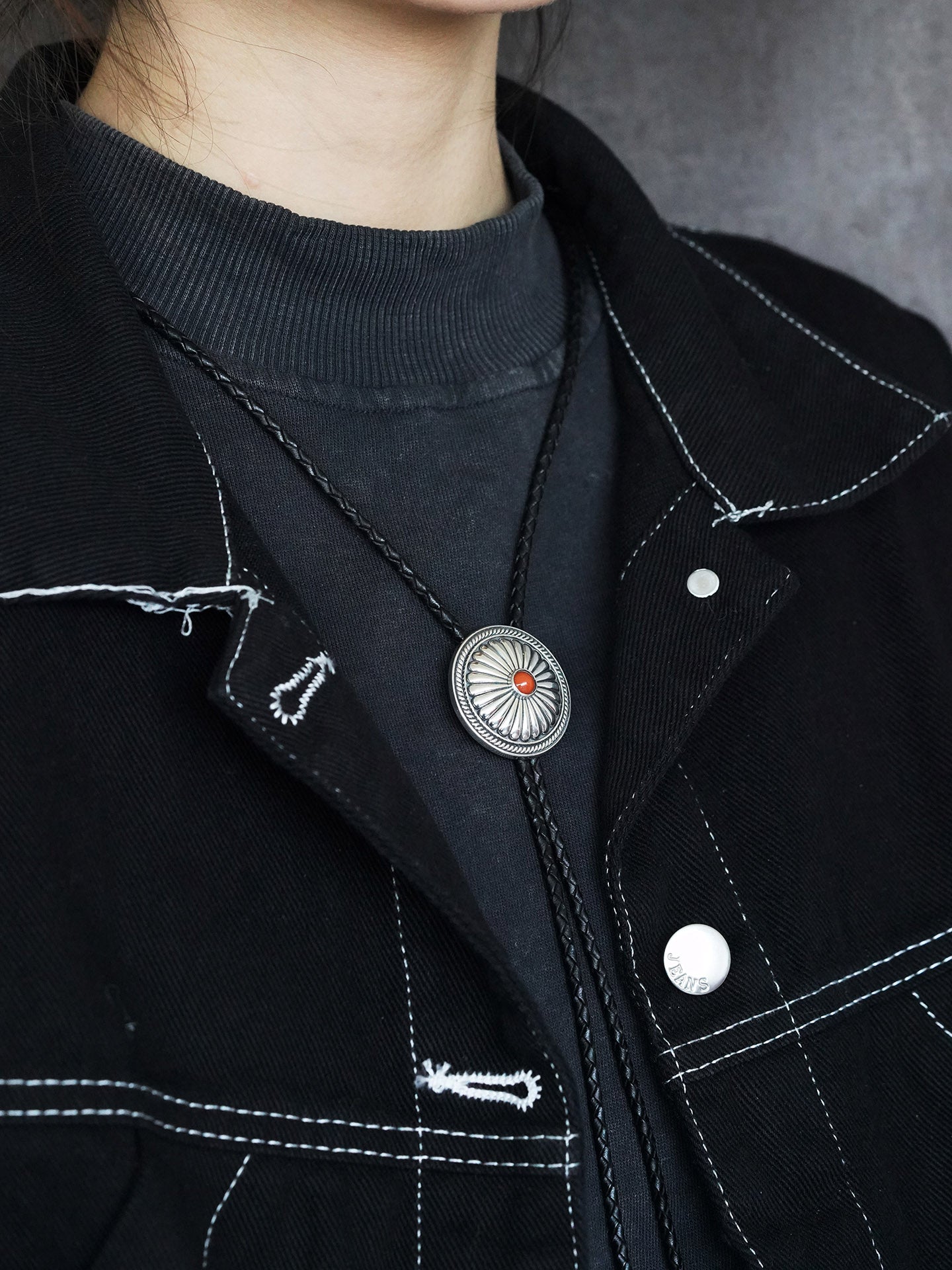 The Solar Medallion · S999 Fine Silver South Red Agate Bolo Tie