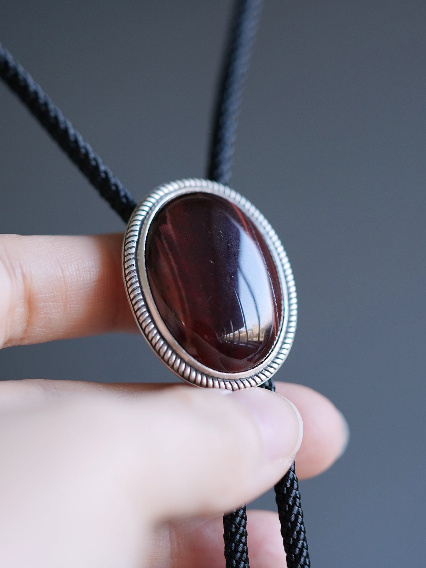 "Tiger's Eyes" S925 Silver with Red Tiger's Eye Stone Bolo Tie