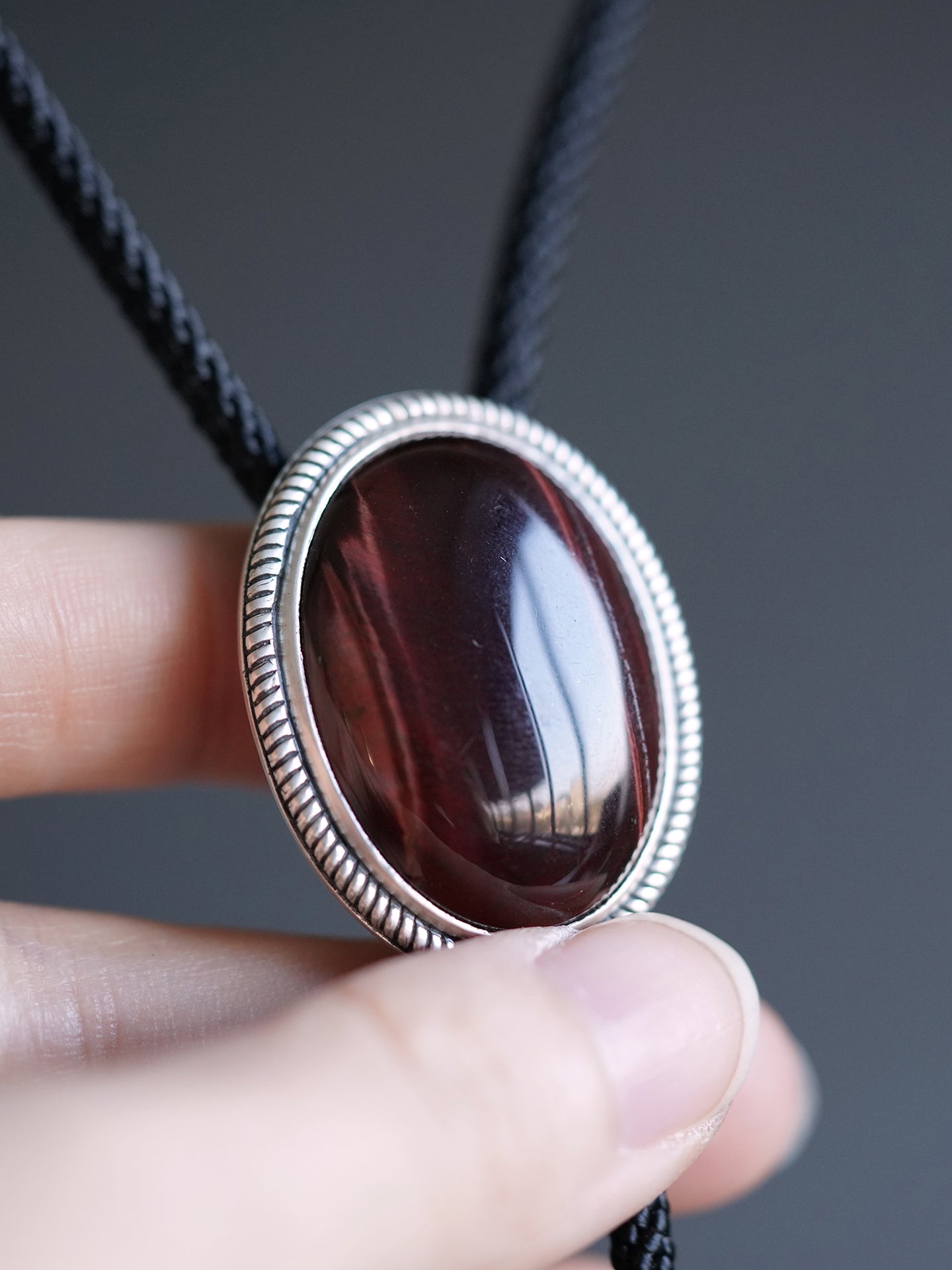 "Tiger's Eyes" S925 Silver with Red Tiger's Eye Stone Bolo Tie
