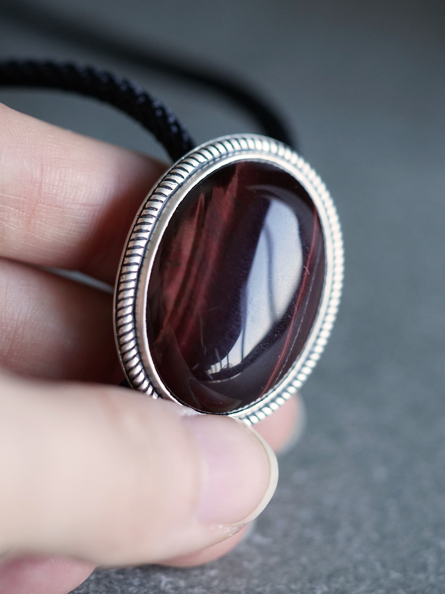 "Tiger's Eyes" S925 Silver with Red Tiger's Eye Stone Bolo Tie