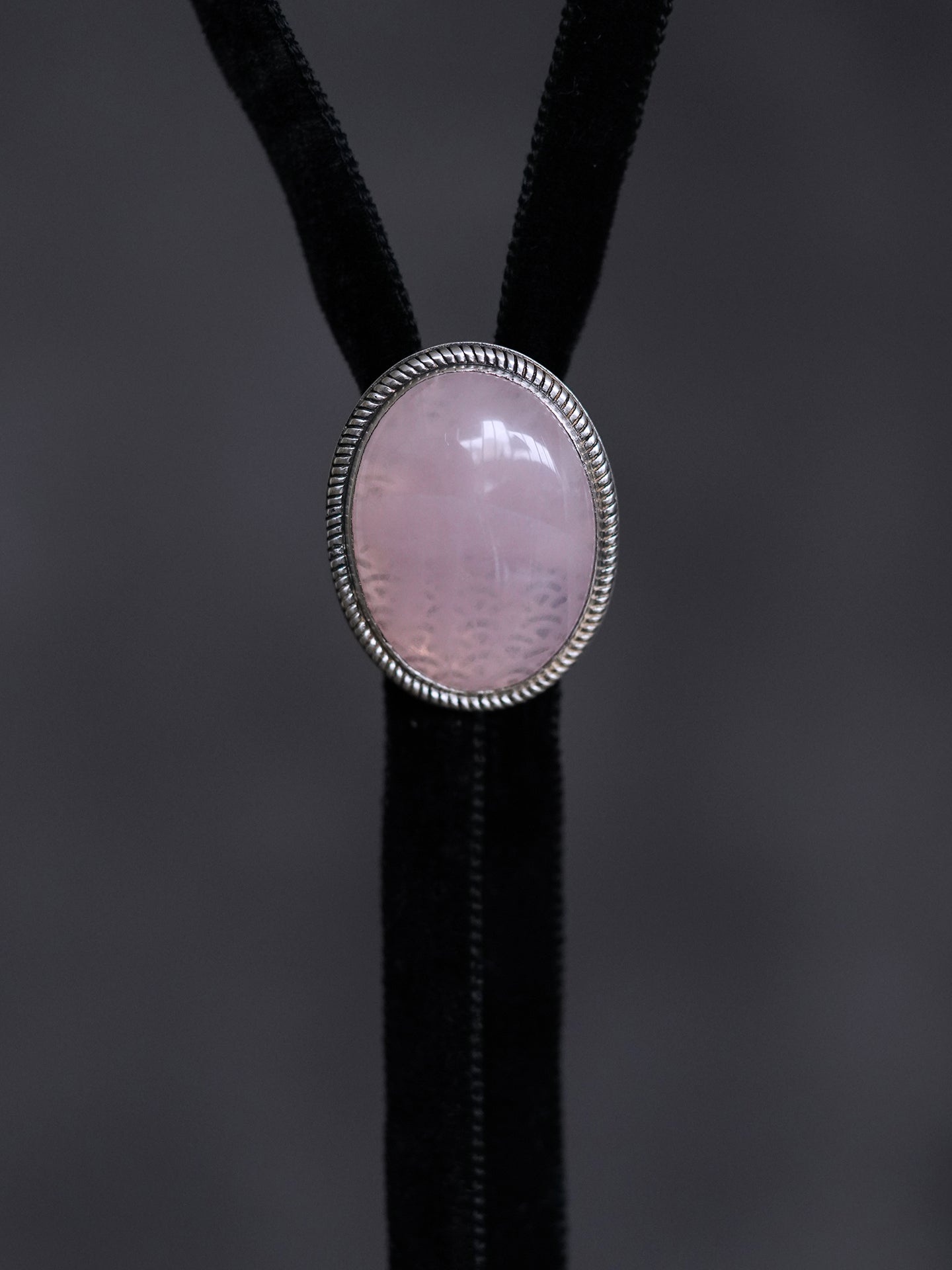 APHRODITE S925 Silver with Rose Quartz Bolo Tie