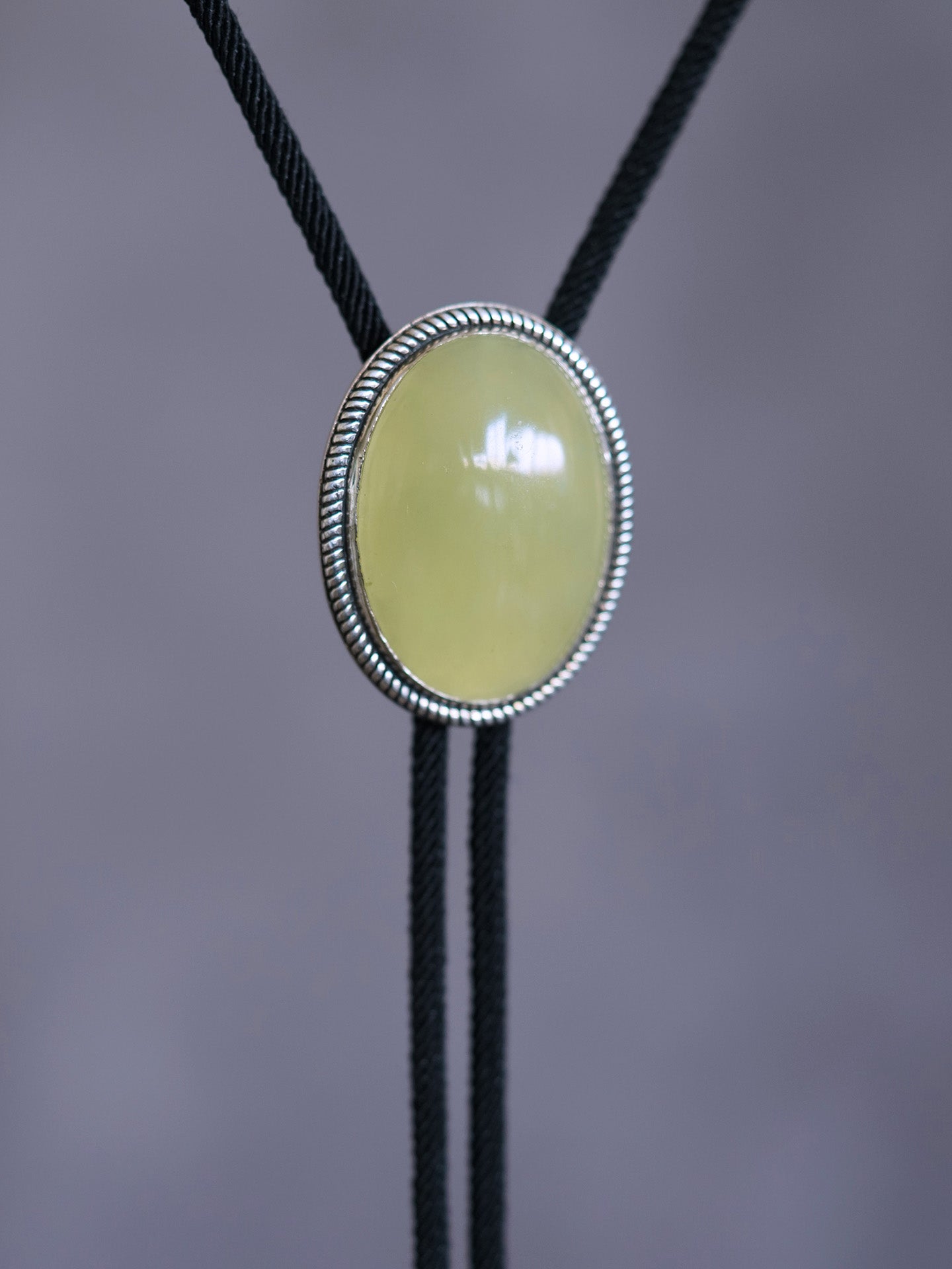 Natural Xinshan Jade Bolo Tie in 925 Silver