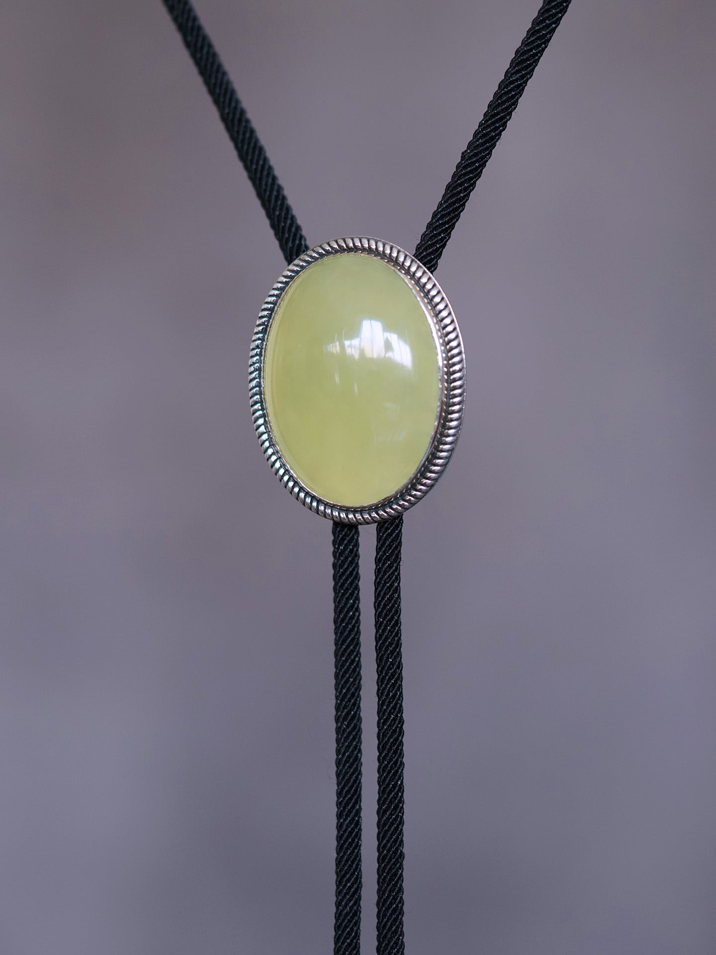 Natural Xinshan Jade Bolo Tie in 925 Silver