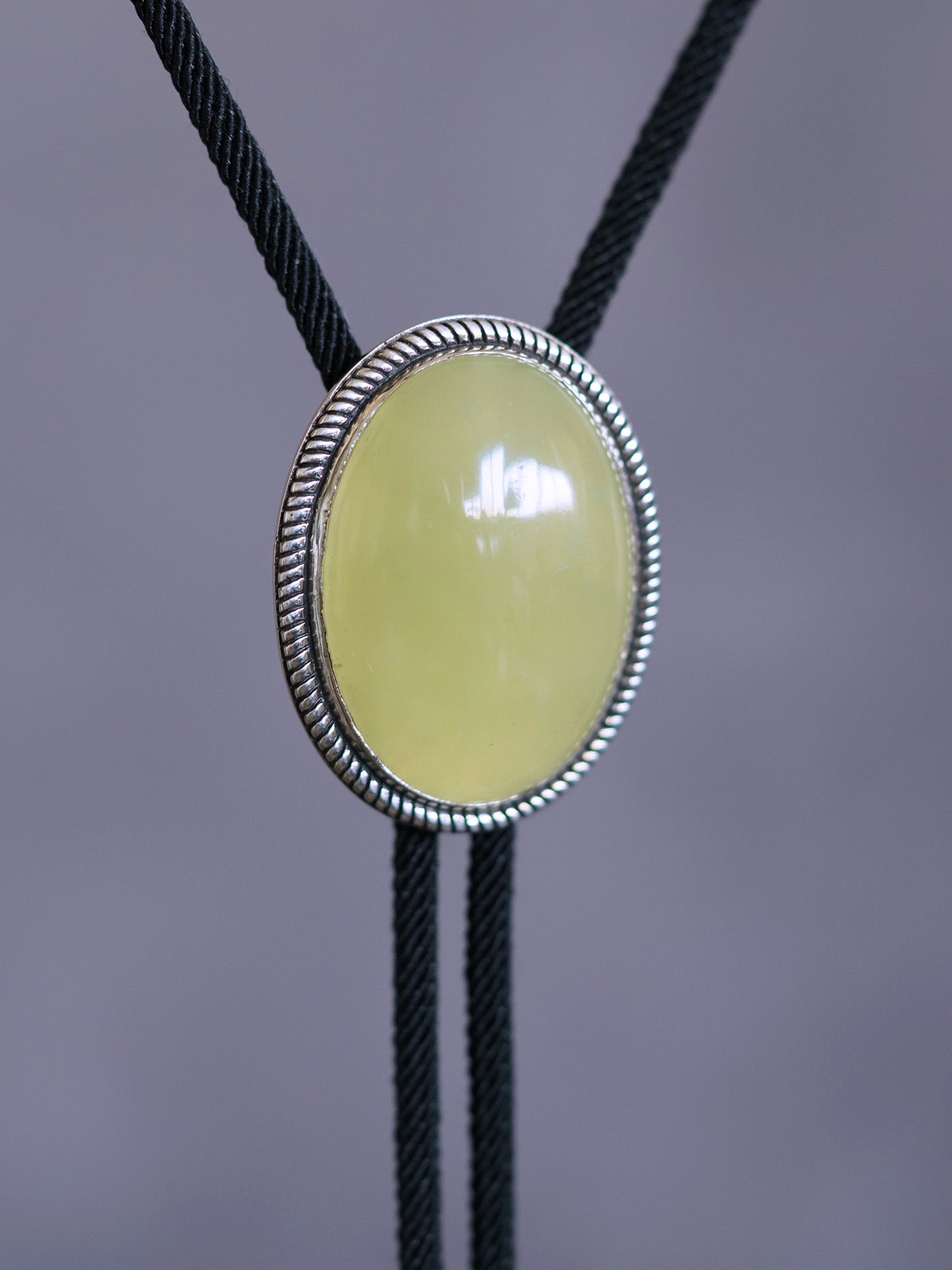 Natural Xinshan Jade Bolo Tie in 925 Silver