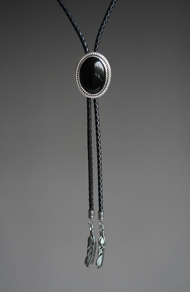 The Obsidian Eclipse · S999 Fine Silver Twisted Rope Bolo Tie