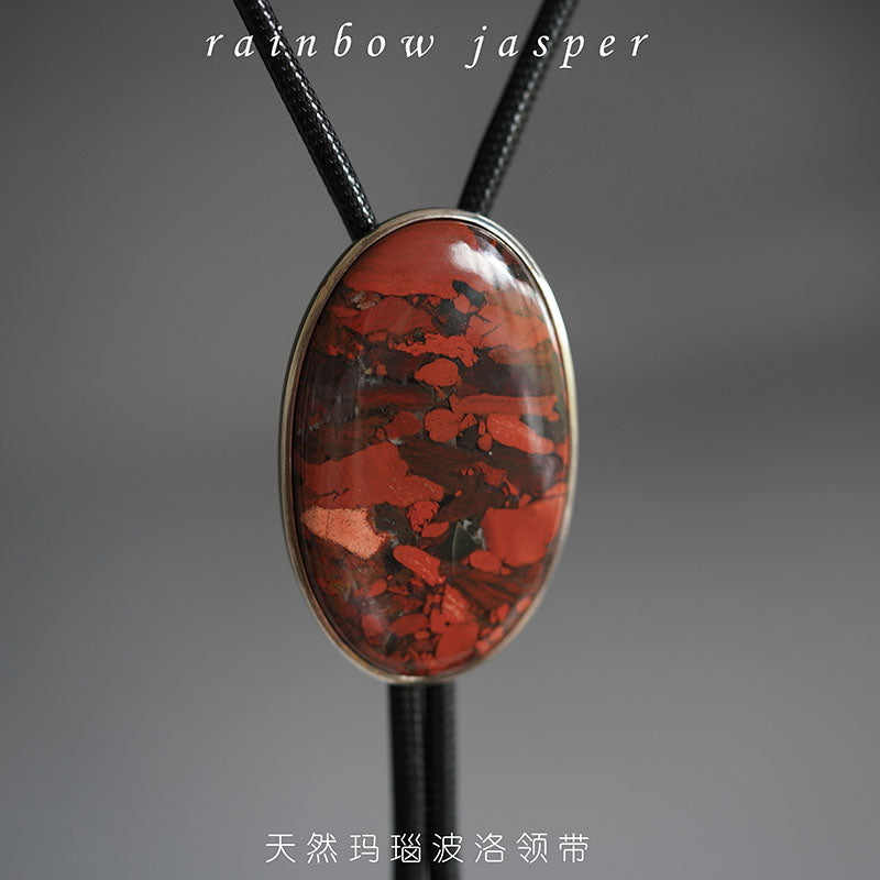 “The Crimson Terra” Silver with Red Jasper Bolo Tie