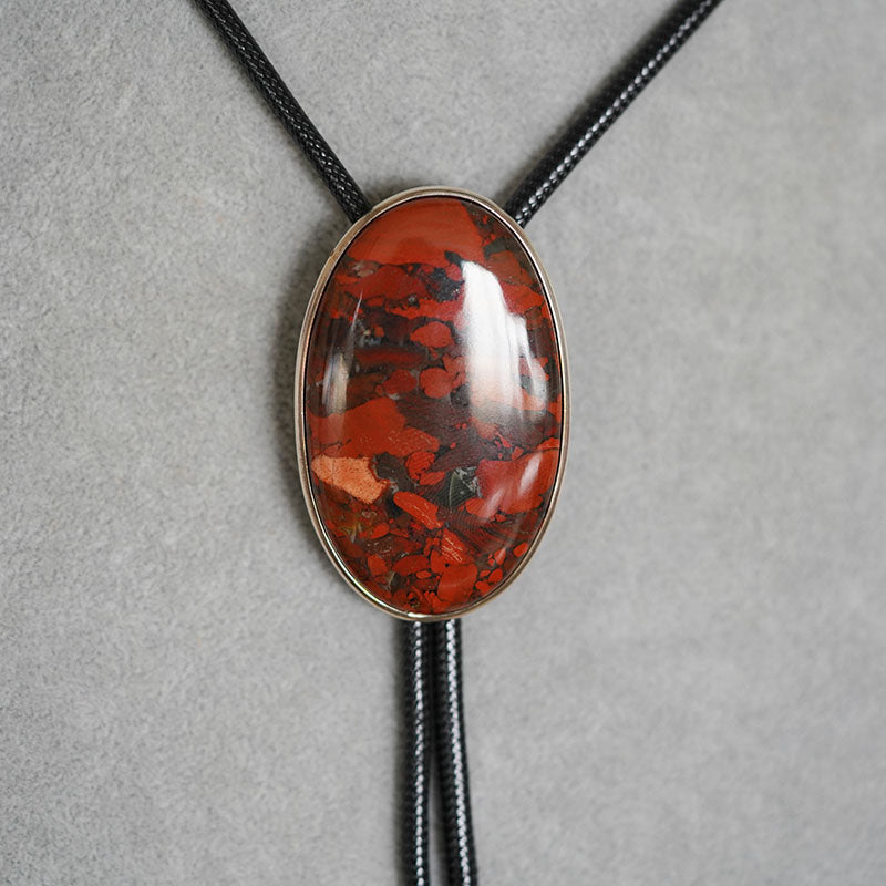 “The Crimson Terra” Silver with Red Jasper Bolo Tie