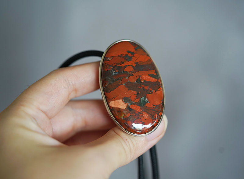 “The Crimson Terra” Silver with Red Jasper Bolo Tie