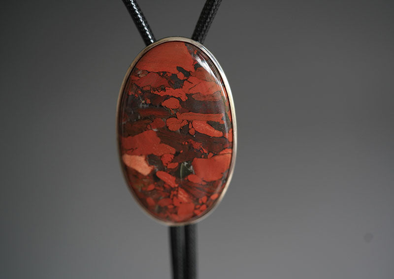 “The Crimson Terra” Silver with Red Jasper Bolo Tie