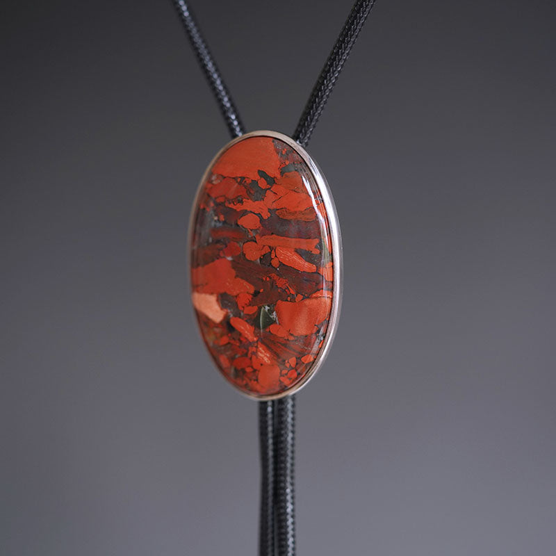 “The Crimson Terra” Silver with Red Jasper Bolo Tie