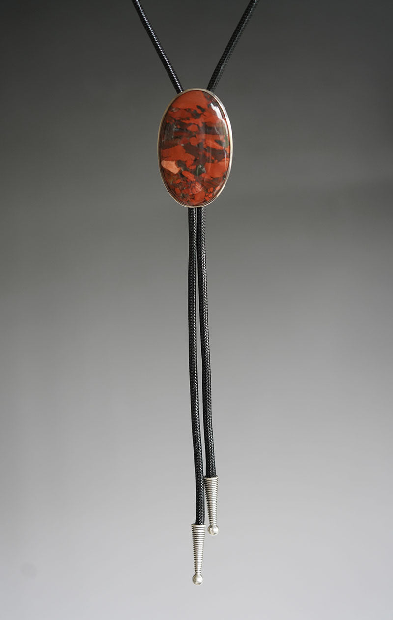 “The Crimson Terra” Silver with Red Jasper Bolo Tie