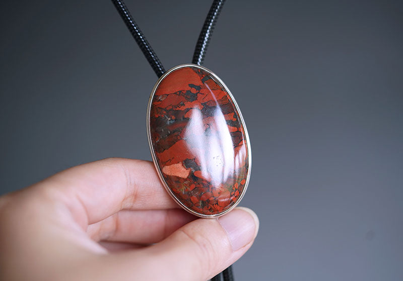 “The Crimson Terra” Silver with Red Jasper Bolo Tie