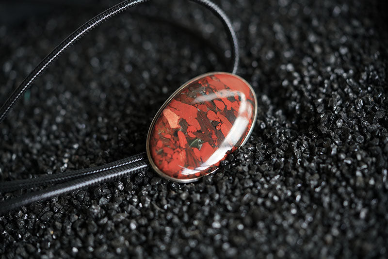 “The Crimson Terra” Silver with Red Jasper Bolo Tie