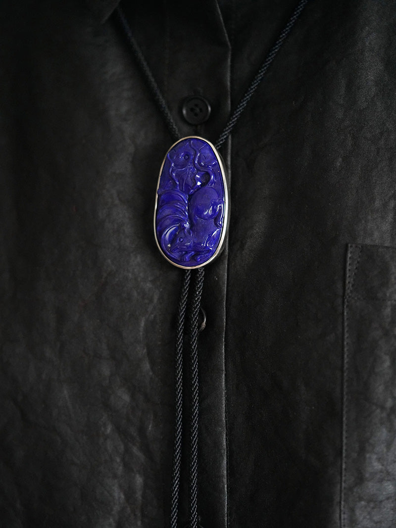 Artical Heart 'Shu-Lai-Bao' (The Augury of the Wealth Rat)：Silver with Lapis Lazuli Bolo Tie