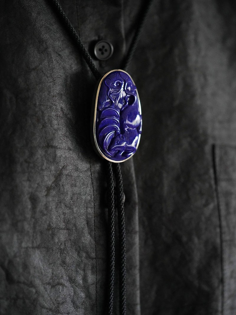 Artical Heart 'Shu-Lai-Bao' (The Augury of the Wealth Rat)：Silver with Lapis Lazuli Bolo Tie