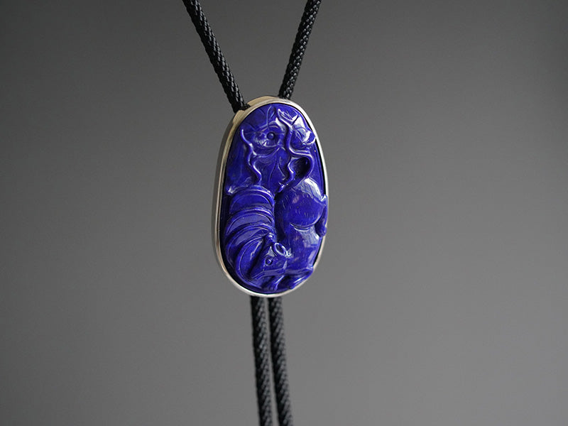 Artical Heart 'Shu-Lai-Bao' (The Augury of the Wealth Rat)：Silver with Lapis Lazuli Bolo Tie