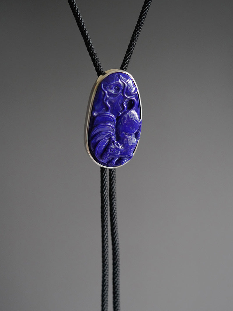 Artical Heart 'Shu-Lai-Bao' (The Augury of the Wealth Rat)：Silver with Lapis Lazuli Bolo Tie