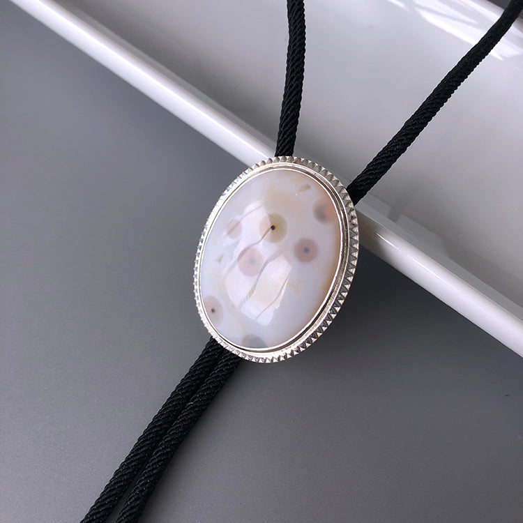 The Epoch Ripple: Sterling Silver Natural Ocean Jasper Bolo Tie