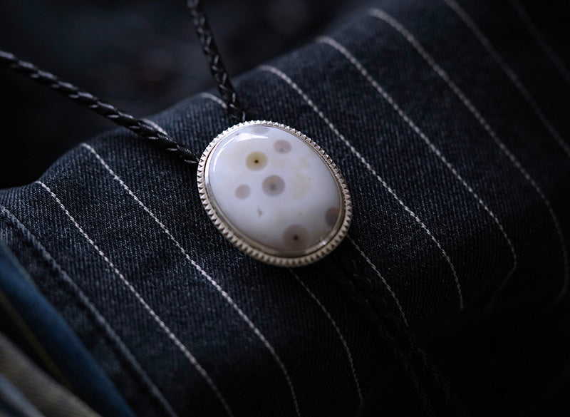 The Epoch Ripple: Sterling Silver Natural Ocean Jasper Bolo Tie