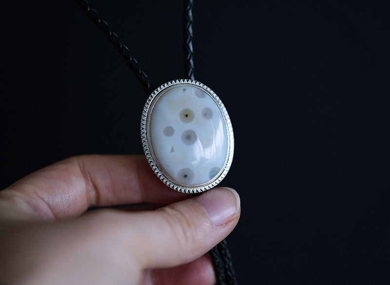 The Epoch Ripple: Sterling Silver Natural Ocean Jasper Bolo Tie
