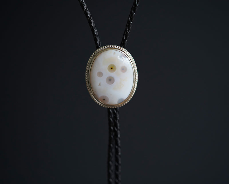 The Epoch Ripple: Sterling Silver Natural Ocean Jasper Bolo Tie