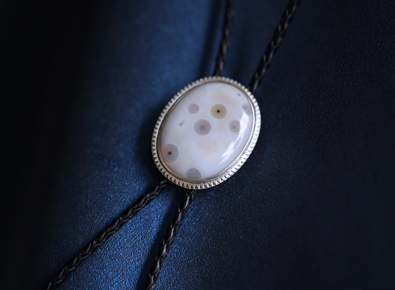 The Epoch Ripple: Sterling Silver Natural Ocean Jasper Bolo Tie