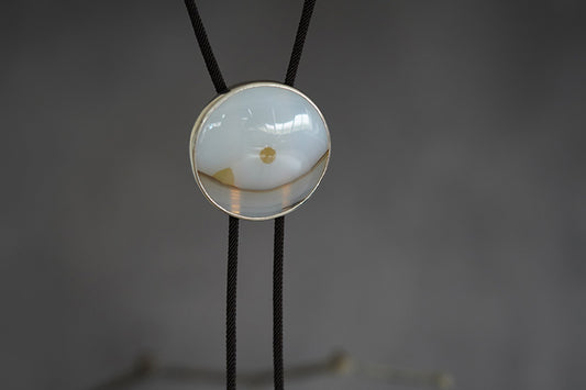 The Dawn Horizon: 925 Sterling Silver withnatural Ocean  Chalcedony Bolo Tie