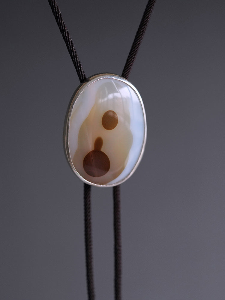 Universal Radiance：S925 Silver with Ocean Chalcedony Bolo Tie