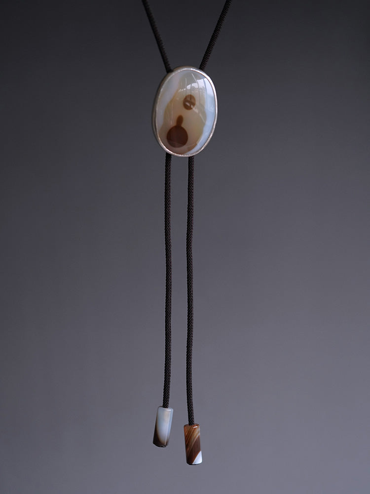 Universal Radiance：S925 Silver with Ocean Chalcedony Bolo Tie