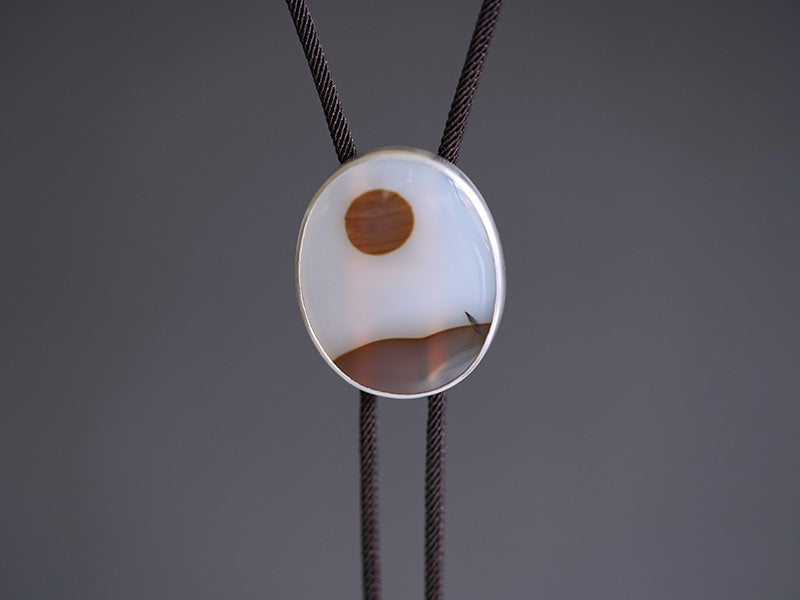 Beyond the Hills: Sterling Silver Ocean Chalcedony Bolo Tie