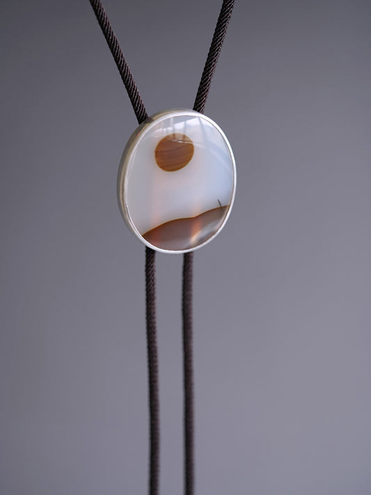 Beyond the Hills: Sterling Silver Ocean Chalcedony Bolo Tie