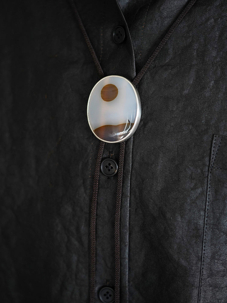 Beyond the Hills: Sterling Silver Ocean Chalcedony Bolo Tie