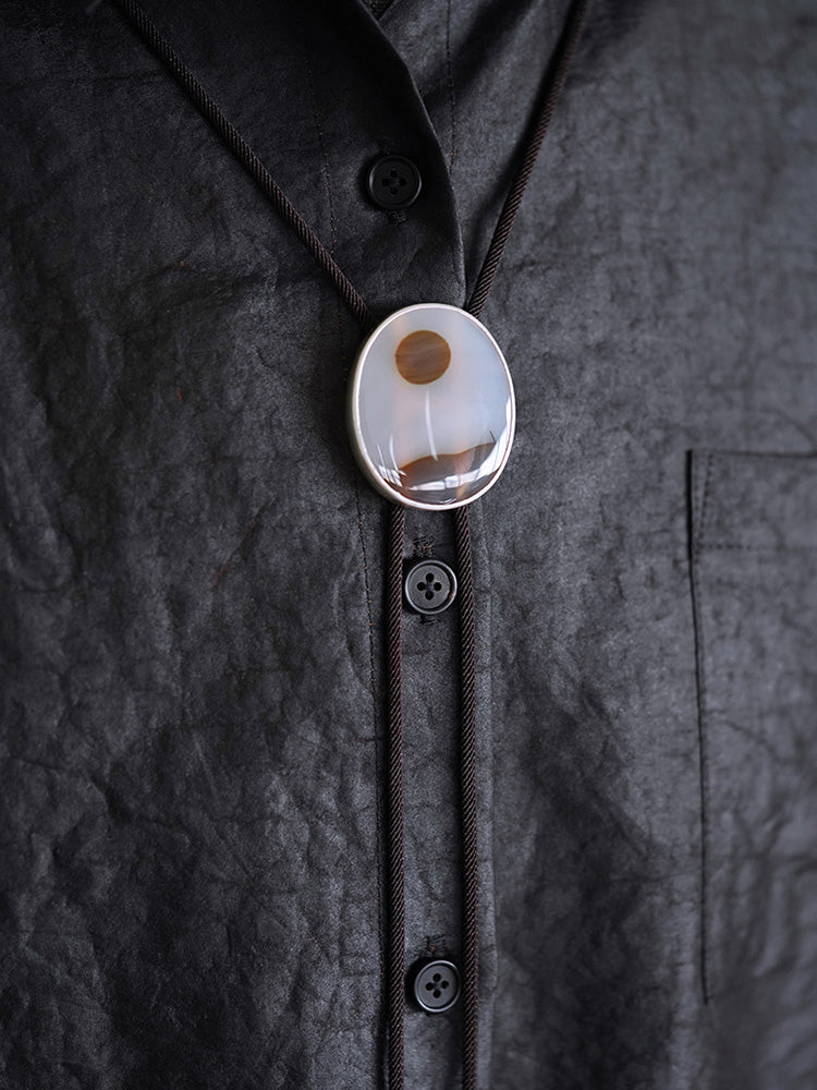 Beyond the Hills: Sterling Silver Ocean Chalcedony Bolo Tie
