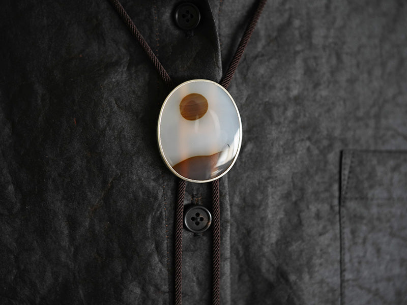 Beyond the Hills: Sterling Silver Ocean Chalcedony Bolo Tie