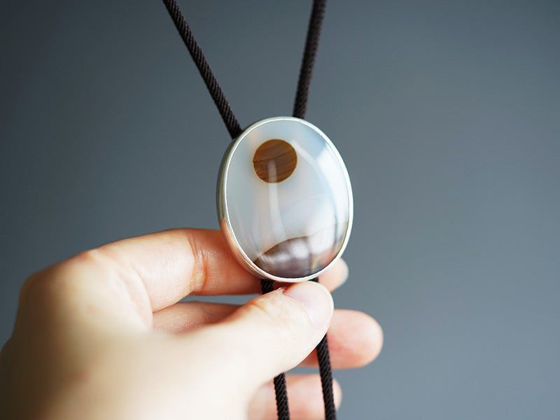 Beyond the Hills: Sterling Silver Ocean Chalcedony Bolo Tie
