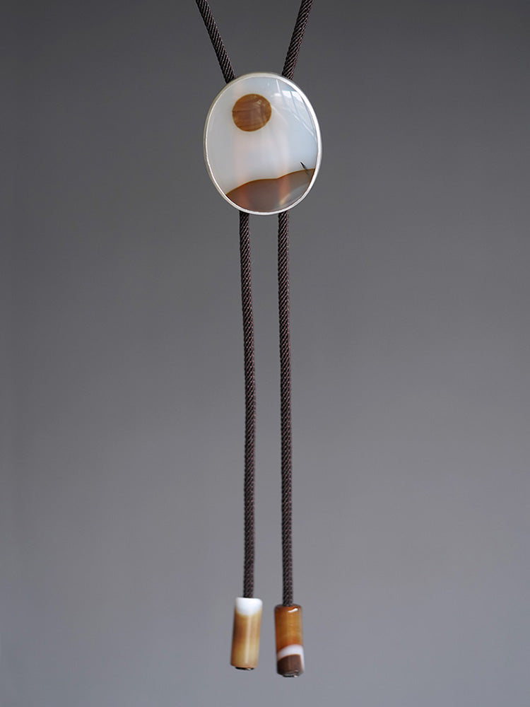 Beyond the Hills: Sterling Silver Ocean Chalcedony Bolo Tie