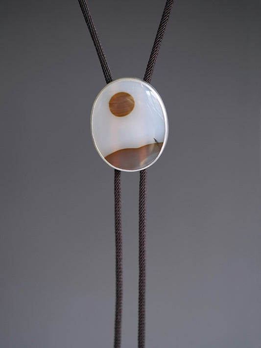 Beyond the Hills: Sterling Silver Ocean Chalcedony Bolo Tie