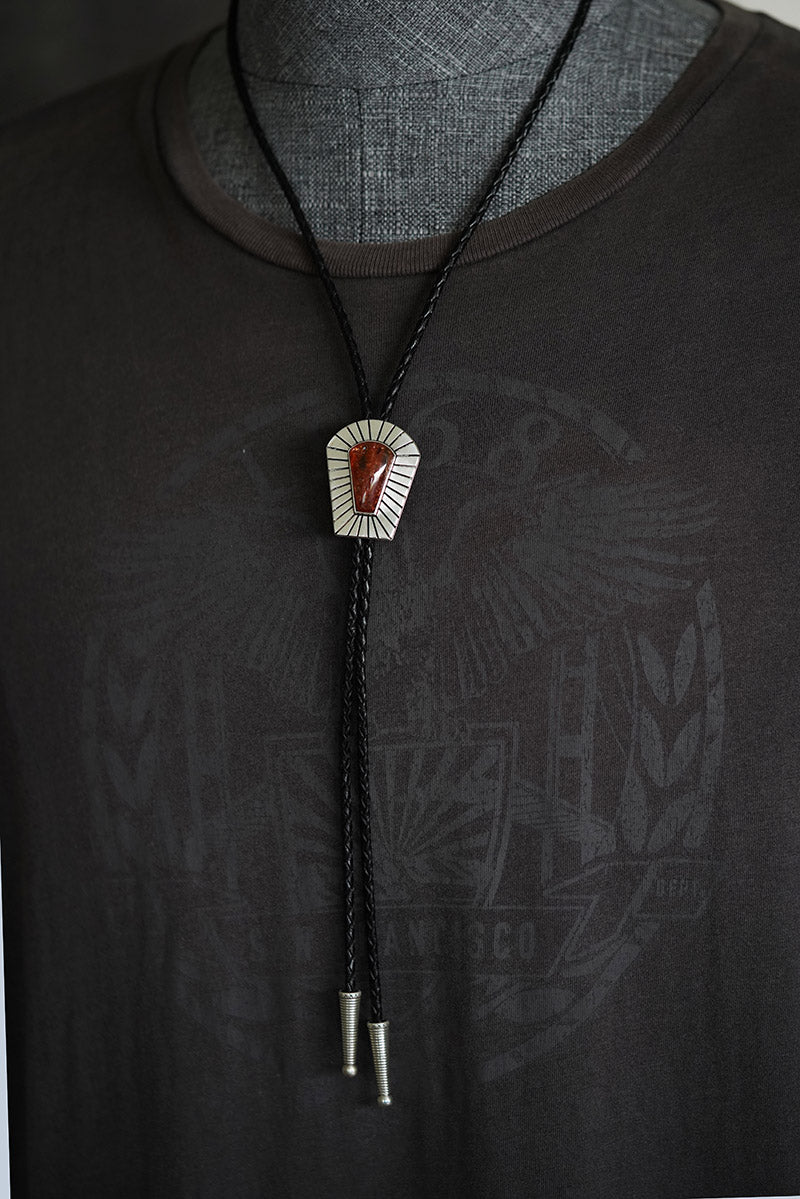 "The Sovereign Rays" Sterling Silver Natural Sunstone Bolo Tie