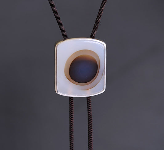 "Primeval Genesis" Sterling Silver Natural Ocean Chalcedony Bolo Tie