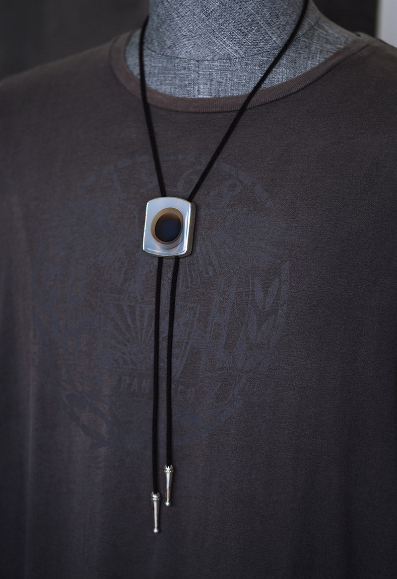 "Primeval Genesis" Sterling Silver Natural Ocean Chalcedony Bolo Tie