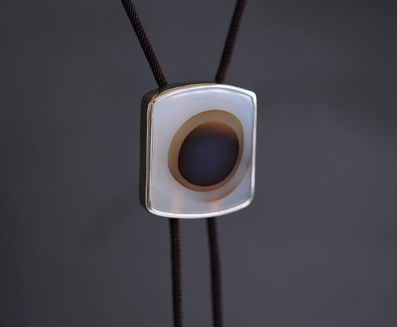 "Primeval Genesis" Sterling Silver Natural Ocean Chalcedony Bolo Tie