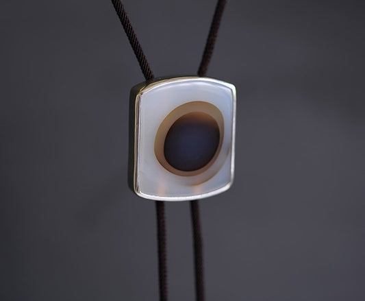 "Primeval Genesis" Sterling Silver Natural Ocean Chalcedony Bolo Tie