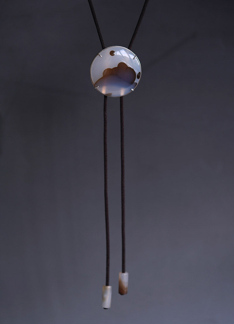 "The Gracious Ridges" —Sterling Silver Ocean Chalcedony Bolo Tie