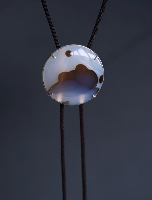 "The Gracious Ridges" —Sterling Silver Ocean Chalcedony Bolo Tie