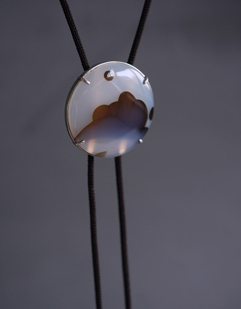 "The Gracious Ridges" —Sterling Silver Ocean Chalcedony Bolo Tie