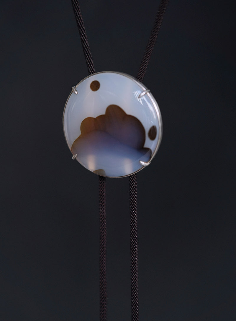 "The Gracious Ridges" —Sterling Silver Ocean Chalcedony Bolo Tie