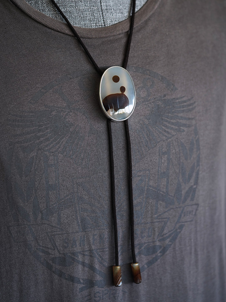 “Zuowang” The Oblivion of Self: S925 Silver with Ocean Chalcedony Bolo Tie