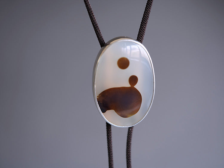“Zuowang” The Oblivion of Self: S925 Silver with Ocean Chalcedony Bolo Tie