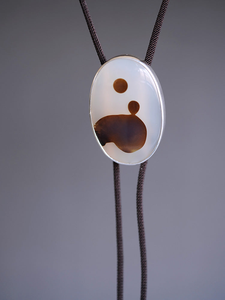 “Zuowang” The Oblivion of Self: S925 Silver with Ocean Chalcedony Bolo Tie
